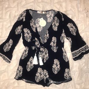 NWT Navy Romper with Tassel Detail